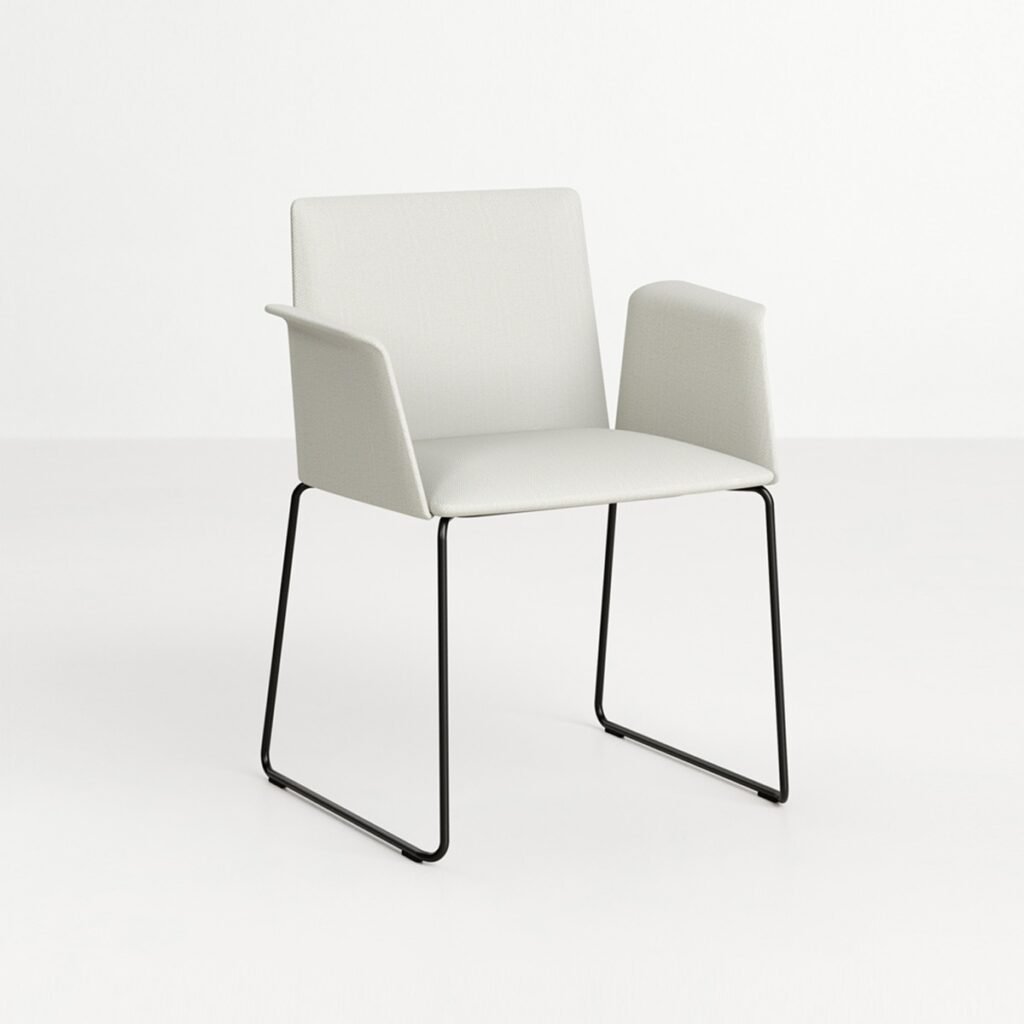 Ghế ăn nệm vải chân sắt hiện đại