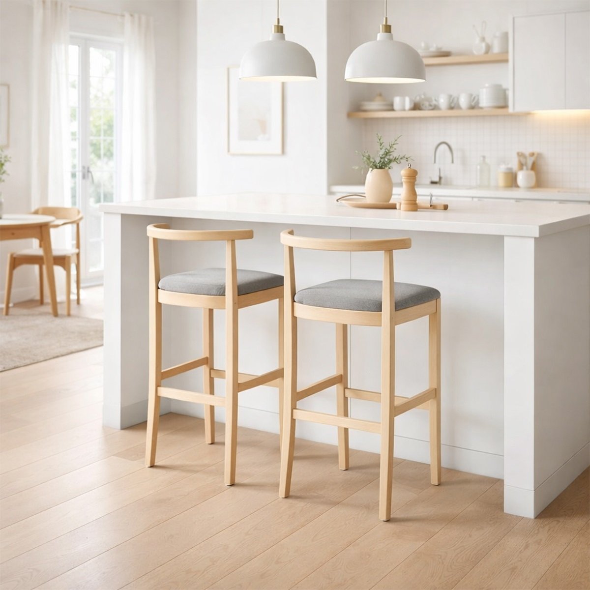 Ghế bar bàn đảo gỗ tự nhiên